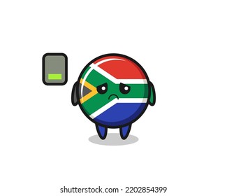 south africa mascot character doing a tired gesture , cute design