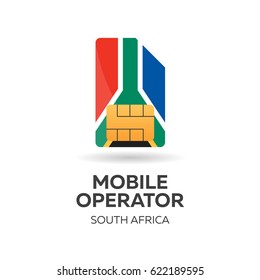 South Africa Mobile Operator. SIM Card With Flag. Vector Illustration