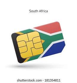 South Africa Mobile Phone Sim Card With Flag. Vector Illustration.