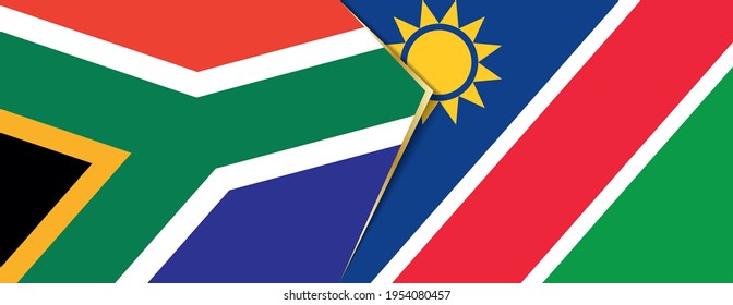 South Africa and Namibia flags, two vector flags symbol of relationship or confrontation.