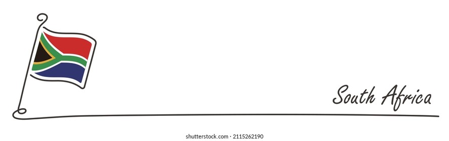 South Africa national flag and copy space, handwritten style