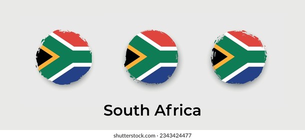 South Africa national flag grunge circle round shape bubble vector icon illustration