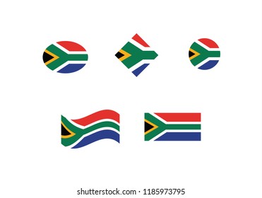 South Africa national flag set country emblem state symbol