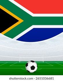 South Africa National Football Theme, Stadium and Soccer Ball. Soccer Match Concept in South Africa. Ideal for use in sports event promotions, football themed designs, and tournament advertisements.