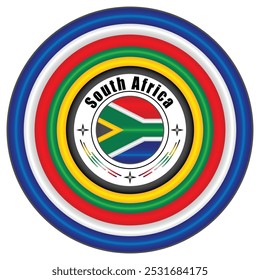 South Africa National Pride Badge Vector Art. Circular Emblem with South Africa Flag Colors Mixed. Symbolizing African National Identity. Editable Vector EPS Available