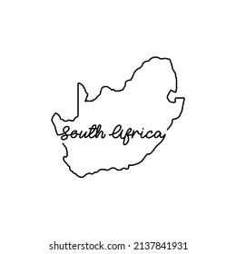 South Africa outline map with the handwritten country name. Continuous line drawing of patriotic home sign. A love for a small homeland. T-shirt print idea. Vector illustration.