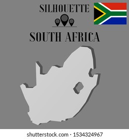 South Africa outline world map silhouette vector illustration, creative design background, national country flag, objects, element, symbols from countries all continents set.