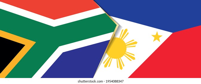 South Africa and Philippines flags, two vector flags symbol of relationship or confrontation.