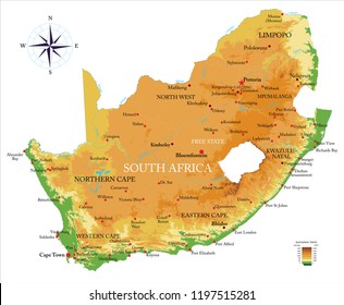 South Africa physical map