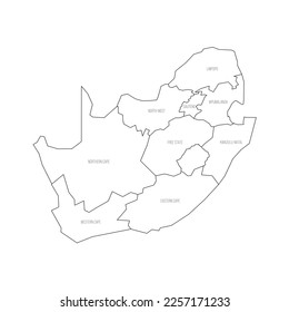 South Africa political map of administrative divisions