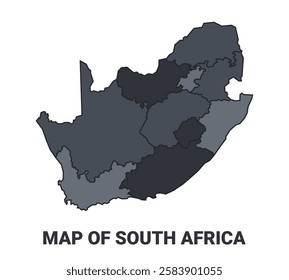 South Africa political map border of regions outline vector set