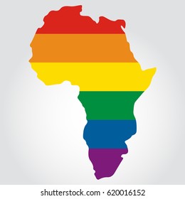 South Africa pride flag in a form of Africa continent. Vector EPS 10