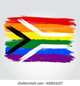 South Africa pride flag in a form of brush stroke. Brush stroke style. Vector EPS 10