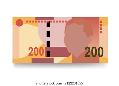 South Africa Rand Vector Illustration. African money set bundle banknotes. Paper money 200 R. Flat style. Vector illustration.