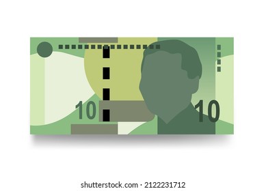 South Africa Rand Vector Illustration. African money set bundle banknotes. Paper money 10 R. Flat style. Vector illustration.