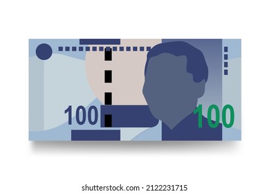 South Africa Rand Vector Illustration. African money set bundle banknotes. Paper money 100 R. Flat style. Vector illustration.