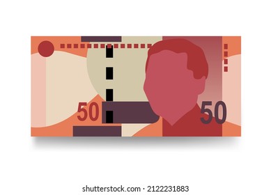 South Africa Rand Vector Illustration. African money set bundle banknotes. Paper money 50 R. Flat style. Vector illustration.