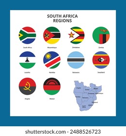 South Africa Regions flag and map vector
