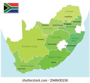South Africa regions map. Vector illustration