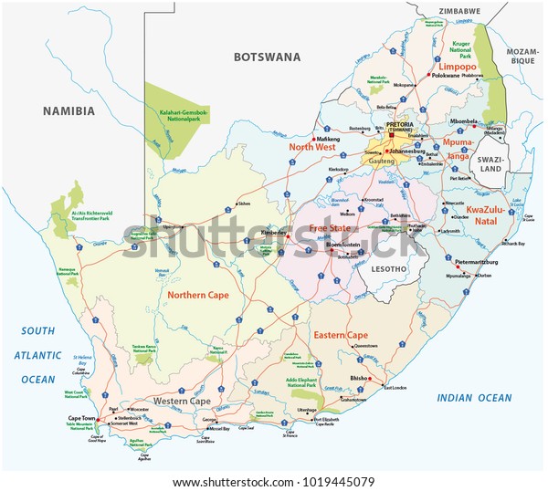 South Africa Road Administrative Political Vector Stock Vector (Royalty ...