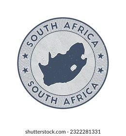 South Africa round badge vector. Country round stamp with shape of South Africa, isolines and circular country name. Amazing emblem. Astonishing vector illustration.