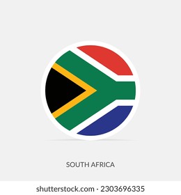 South Africa round flag icon with shadow.
