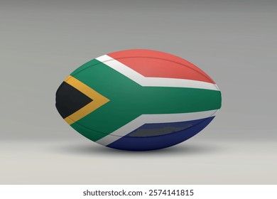 South Africa rugby ball featuring the national flag design on a gray background