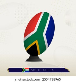 South Africa Rugby Ball on Rugby Kicking Tees with Modern Design. Illustration perfect for sports, national pride, and rugby-related projects.