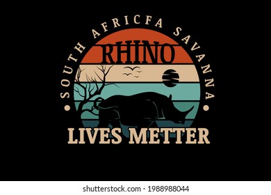 south africa savanna rhino lives matter color orange cream and green