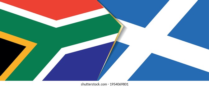 South Africa and Scotland flags, two vector flags symbol of relationship or confrontation.