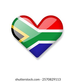 South Africa - Shiny Flag in the Form of Heart. Vector Illustration.