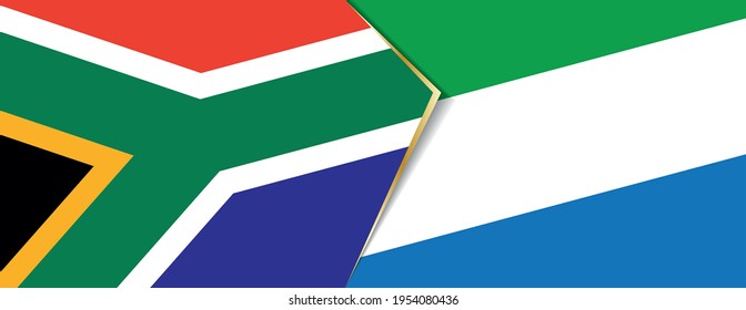 South Africa and Sierra Leone flags, two vector flags symbol of relationship or confrontation.