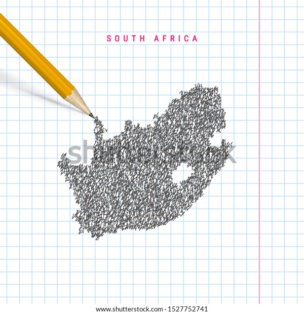 South Africa Sketch Scribble Map Drawn Stock Vector Royalty