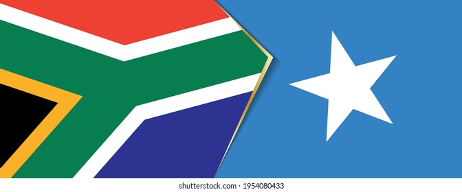 South Africa and Somalia flags, two vector flags symbol of relationship or confrontation.