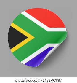 South Africa Sticker. Folded Sount Africa Sticker with grey Background for your project. South Africa Flag Themed Sticker.