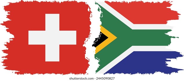 South Africa and Switzerland grunge flags connection, vector
