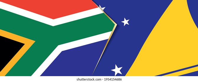 South Africa and Tokelau flags, two vector flags symbol of relationship or confrontation.