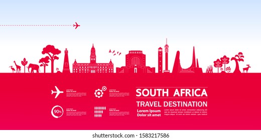 South Africa Travel Destination Grand Vector Illustration.