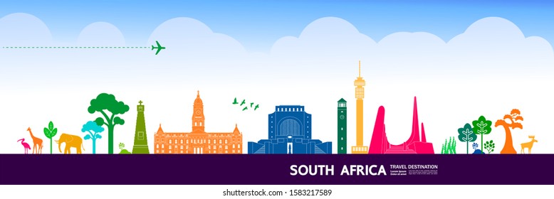 South Africa travel destination grand vector illustration.