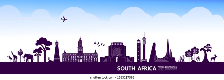South Africa travel destination grand vector illustration.