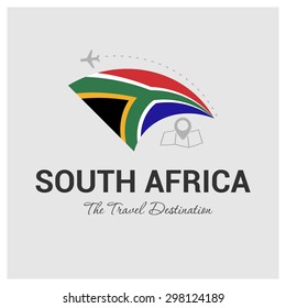 South Africa The Travel Destination logo - Vector travel company logo design - Country Flag Travel and Tourism concept t shirt graphics - vector illustration