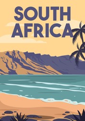 South Africa Vector Illustration Background. Traveling At South Africa Beach Suitable For Print Art, Poster And Website. Flat Cartoon Vector Illustration In Colored Style.
