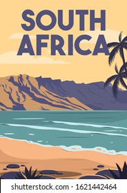 South Africa Vector Illustration Background. Traveling at South Africa Beach Suitable for Print Art, Poster and Website. Flat Cartoon Vector Illustration in Colored Style.