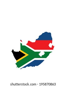 South Africa vector map and flag isolated on white background. High detailed silhouette illustration. South Africa vector flag. 