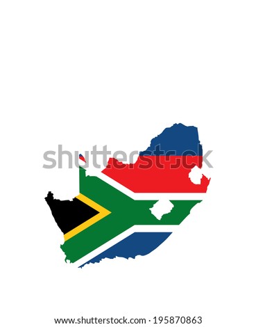 South Africa vector map and flag isolated on white background. High detailed silhouette illustration. South Africa vector flag. 