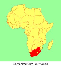 South Africa vector map isolated on Africa map. Editable vector map of Africa.