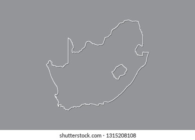 South Africa vector map with single border line boundary using white color on dark background illustration