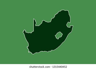 South Africa vector map with single border line boundary using green color area on dark background illustration