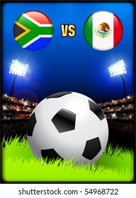 South Africa versus Mexico on Soccer Stadium Event Background Original Illustration