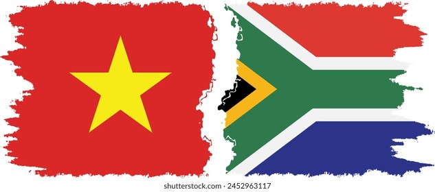 South Africa and Vietnam grunge flags connection, vector